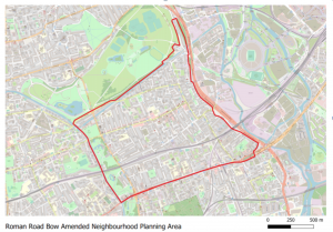 Amended boundary for Roman Road Bow Neighbourhood Plan